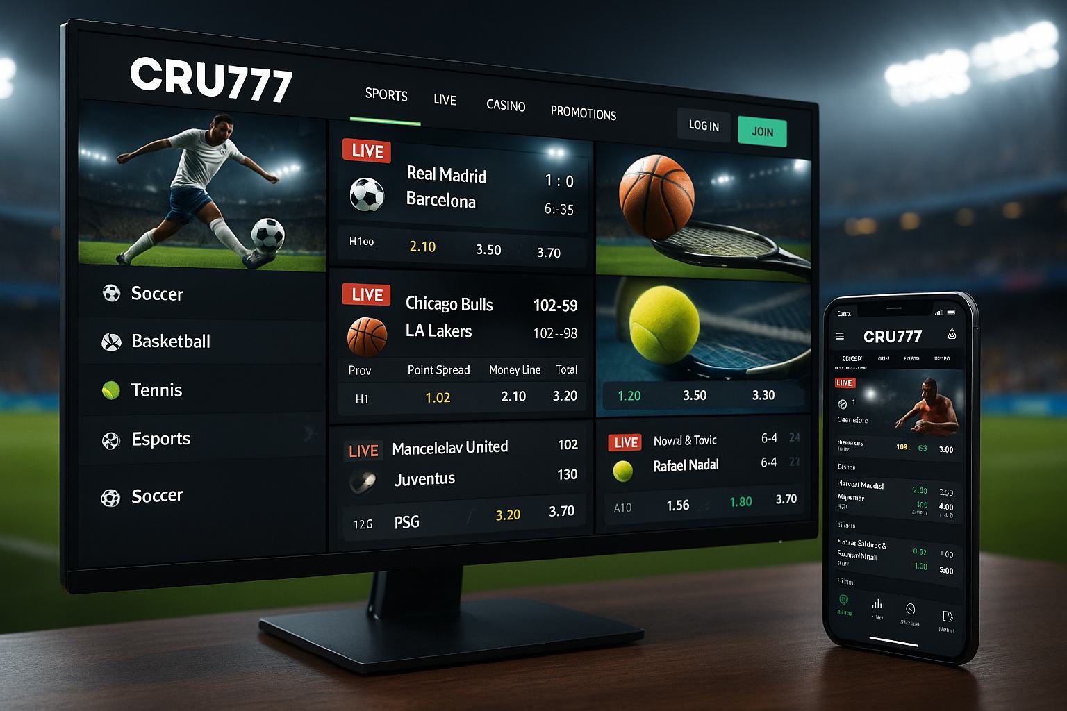 Apostas esportivas no cassino online CRU777